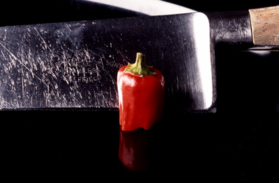 Chilli and Knife on Black